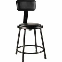 National Public Seating 6400 Series Heavy-Duty Padded Stools - Black Seat Color - Vinyl, Medium Density Fiber (MDF) Seat Material - Black Frame Color - Steel Frame Material - Four-legged Base - Black - Plush - 1 Each NPS6418B10