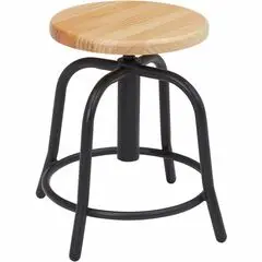 National Public Seating 6800 Series Stools - Solid Hardwood Seat Material - Black Frame Color - Steel Frame Material - Curved Leg Base - Wood, Black - 1 Each NPS6800W10