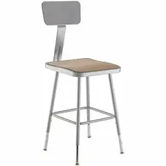 National Public Seating 6300 Series Heavy-Duty Square-Seat Stools - Masonite Seat Material - Gray Frame Color - Steel Frame Material - Four-legged Base - Gray - 1 Each NPS6318HB