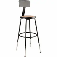 National Public Seating 6200 Series Heavy-Duty Stools - Masonite Seat Color - Masonite Seat Material - Black Frame Color - Steel Frame Material - Four-legged Base - Black - 1 Each NPS6224HB10