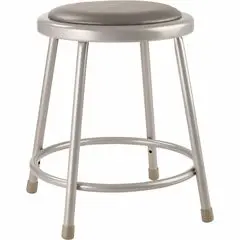 National Public Seating 6400 Series Heavy-Duty Padded Stools - Gray Seat Color - Vinyl, Medium Density Fiber (MDF) Seat Material - Gray Frame Color - Steel Frame Material - Four-legged Base - Gray - Plush - 1 Each NPS6418