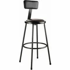 National Public Seating 6400 Series Heavy-Duty Padded Stools - Black Seat Color - Vinyl, Medium Density Fiber (MDF) Seat Material - Black Frame Color - Steel Frame Material - Four-legged Base - Black - Plush - 1 Each NPS6430B10