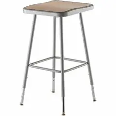 National Public Seating 6300 Series Heavy-Duty Square-Seat Stools - Masonite Seat Material - Gray Frame Color - Steel Frame Material - Four-legged Base - Gray - 1 Each NPS6324H