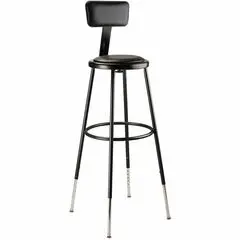 National Public Seating 6400 Series Heavy-Duty Padded Stools - Black Seat Color - Vinyl, Medium Density Fiber (MDF) Seat Material - Black Frame Color - Steel Frame Material - Four-legged Base - Black - Plush - 1 Each NPS6430HB10