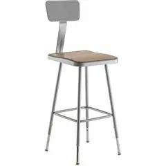 National Public Seating 6300 Series Heavy-Duty Square-Seat Stools - Masonite Seat Material - Gray Frame Color - Steel Frame Material - Four-legged Base - Gray - 1 Each NPS6324HB