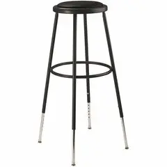 National Public Seating 6400 Series Heavy-Duty Padded Stools - Black Seat Color - Vinyl, Medium Density Fiber (MDF) Seat Material - Black Frame Color - Steel Frame Material - Four-legged Base - Black - Plush - 1 Each NPS6430H10