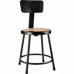 National Public Seating 6200 Series Heavy-Duty Stools - Masonite Seat Color - Masonite Seat Material - Black Frame Color - Steel Frame Material - Four-legged Base - Black - 1 Each NPS6218B10
