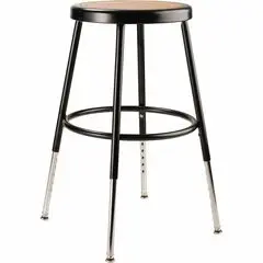 National Public Seating 6200 Series Heavy-Duty Stools - Masonite Seat Color - Masonite Seat Material - Black Frame Color - Steel Frame Material - Four-legged Base - Black - 1 Each NPS6218H10