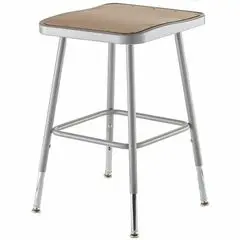 National Public Seating 6300 Series Heavy-Duty Square-Seat Stools - Masonite Seat Material - Gray Frame Color - Steel Frame Material - Four-legged Base - Gray - 1 Each NPS6318H