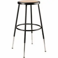 National Public Seating 6200 Series Heavy-Duty Stools - Masonite Seat Color - Masonite Seat Material - Black Frame Color - Steel Frame Material - Four-legged Base - Black - 1 Each NPS6224H10