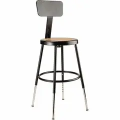 National Public Seating 6200 Series Heavy-Duty Stools - Masonite Seat Material - Black Frame Color - Steel Frame Material - Four-legged Base - Wood, Black - Steel - 1 Each NPS6218HB10