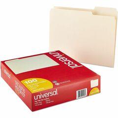 File Folders, 1/3 Cut Assorted, One-Ply Top Tab, Letter, Manila, 100/Box UNV12113
