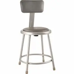 National Public Seating 6400 Series Heavy-Duty Padded Stools - Gray Seat Color - Vinyl, Medium Density Fiber (MDF) Seat Material - Gray Frame Color - Steel Frame Material - Four-legged Base - Gray - Plush - 1 Each NPS6418B