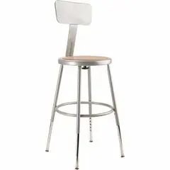 National Public Seating 6200 Series Heavy-Duty Stools - Masonite Seat Color - Masonite Seat Material - Gray Frame Color - Steel Frame Material - Four-legged Base - Steel - 1 Each NPS6218HB