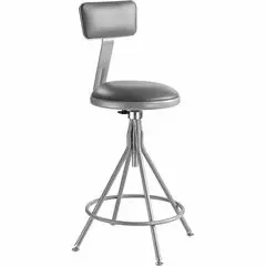 National Public Seating 6500 Series Heavy-Duty Swivel Stools - Gray Seat Color - Vinyl Seat Material - Gray Frame Color - Steel Frame Material - Four-legged Base - Gray - Metal - 1 Each NPS6524HB