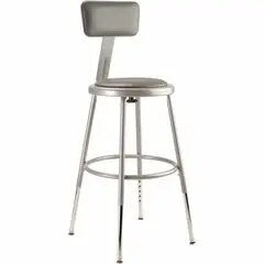 National Public Seating 6400 Series Heavy-Duty Padded Stools - Gray Seat Color - Vinyl, Medium Density Fiber (MDF), Plush Seat Material - Gray Frame Color - Steel Frame Material - Four-legged Base - Steel - 1 Each NPS6418HB