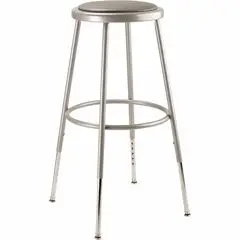 National Public Seating 6400 Series Heavy-Duty Padded Stools - Gray Seat Color - Vinyl, Medium Density Fiber (MDF), Plush Seat Material - Gray Frame Color - Steel Frame Material - Four-legged Base - Steel - 1 Each NPS6424H