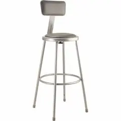 National Public Seating 6400 Series Heavy-Duty Padded Stools - Gray Seat Color - Vinyl, Medium Density Fiber (MDF), Plush Seat Material - Gray Frame Color - Steel Frame Material - Four-legged Base - Steel - 1 Each NPS6430B