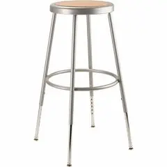 National Public Seating 6200 Series Heavy-Duty Stools - Masonite Seat Color - Masonite Seat Material - Gray Frame Color - Steel Frame Material - Four-legged Base - Gray - 1 Each NPS6224H