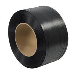 Black Polypropylene Strapping 16x6 Core 800lb Break, Embossed 24 Coils/Skid STP5835