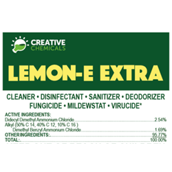 LEMON E EXTRA Disinfectant, Cleaner, Sanitizer, Deodorizer, Fungicide, Mildewstat & Virucide, 4 gallons per Case MCLGC44
