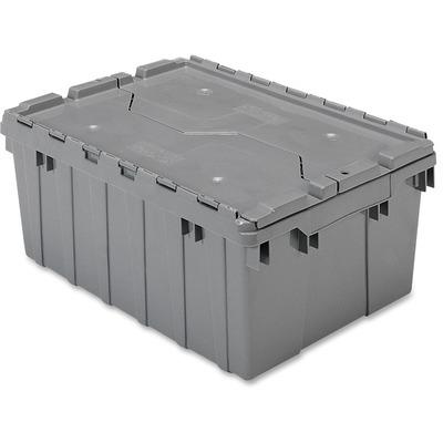 Akro-Mils Attached Lid Container, Gray