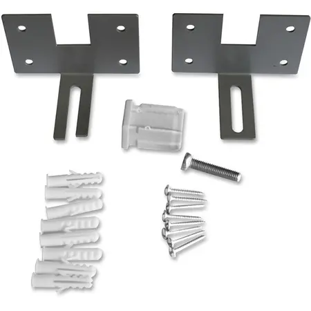 Bracket with door hinge mounting plate and metal bar