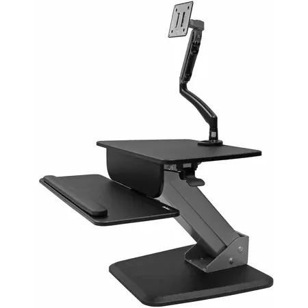 Standing desk converter with monitor, keyboard and mouse