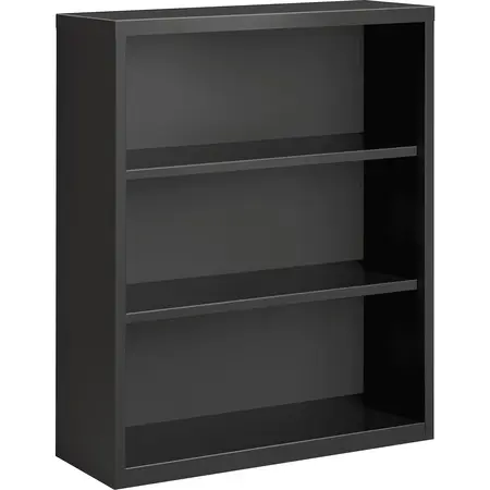 A set of modular bookshelves in different heights and colors arranged together.