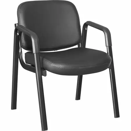 Row of black office chairs with metal frames arranged in a waiting area.