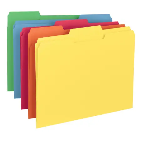 Wholesale File Folder: Discounts on Smead File Folder, 1/3-Cut Tab, Letter Size, Assorted Colors, 100 per Box (21126) SMD21126