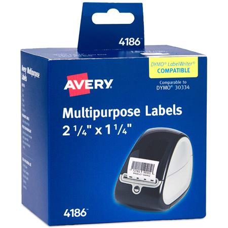 Avery® Direct Thermal Roll Labels, 1-1/4" x 2-1/4", White, 1,000 Multipurpose Labels Per Roll, 1 Roll (4186) AVE4186-BULK