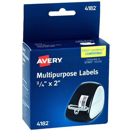 Avery® Direct Thermal Roll Labels, 3/4" x 2", White, 500 Multipurpose Labels Per Roll, 1 Roll (4182) AVE4182-BULK