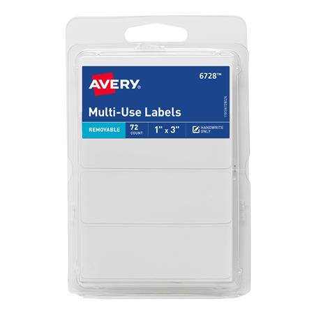 Avery Removable Writable Rectangular Labels, 1 x 3 Inch, White - 1 (6728) AVE6728-BULK