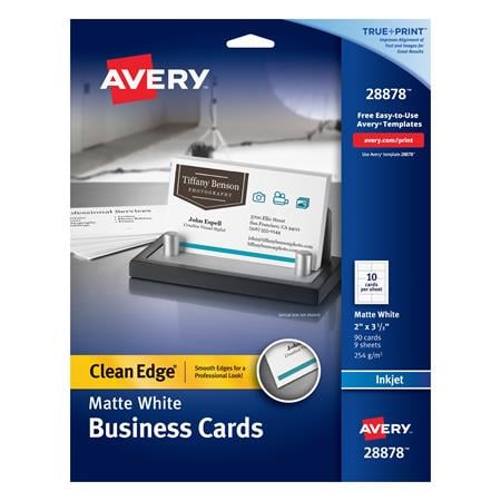 Avery Clean Edge Business Cards, True Print Matte, Two-Sided Printing, 2" x 3-1/2", 90 Cards (28878) AVE28878-BULK