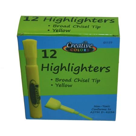 BULK Carton Bulk Yellow Chisel Tip Highlighters