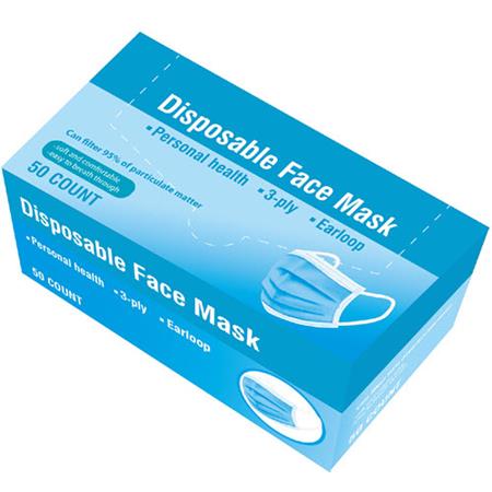 Disposable Earloop Face Masks, 3 Ply, Blue, 50 Masks ***Non Medical - IN STOCK READY TO SHIP ***** SPIMTFM
