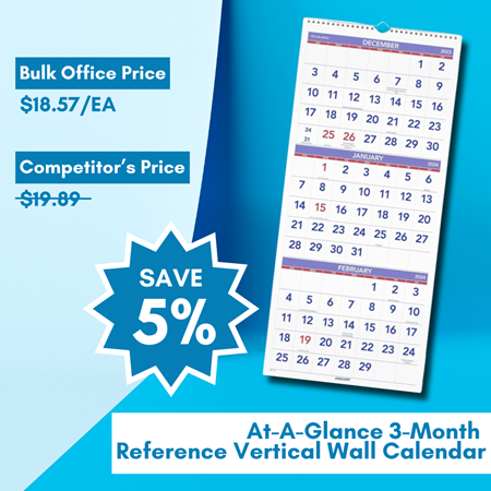 At-A-Glance 3-Month Reference Vertical Wall Calendar