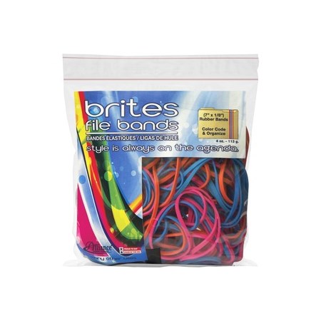 Alliance Rubber Brites 07800 File Bands - Non-Latex Colored Elastic Bands - 7" x 1/8" - 50 Pack ALL7800-BULK