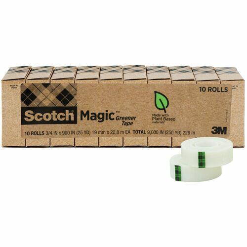 Scotch 3/4W Magic Greener Tape Rolls - 25 yd Length x 0.75 Width - 1  Core - 10 / Pack - Matte Clear - ICC Business Products