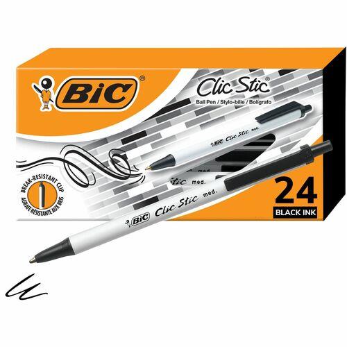 BIC Clic Stic Retractable Ballpoint Pens - Medium Pen Point