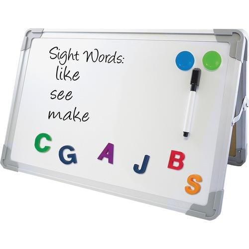 Flipside Magnetic Dry-Erase Desktop Easel - 18 (1.5 ft) Width x 12 (1 ft)  Height - White Aluminum Surface - Desktop - 1 Carton - ICC Business Products