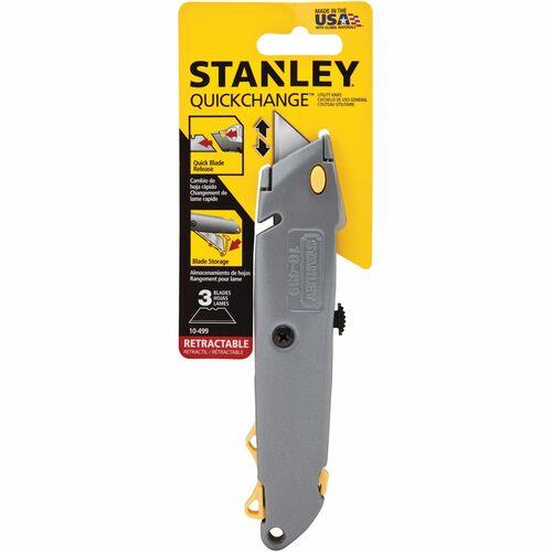Stanley Quick-Change Utility Knife 3 x Blade(s) - 6 Cutting Length -  Straight Cutting - 0.8 Height x 3 Width - Black, Silver