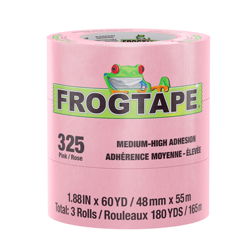 CP 325/FrogTape® 325 Pink Performance Masking Tape, 12mm x 55m, 6.1 mil, rubber adhesive, Light Blue color, 1 Case (96 Rolls) TASCP32512