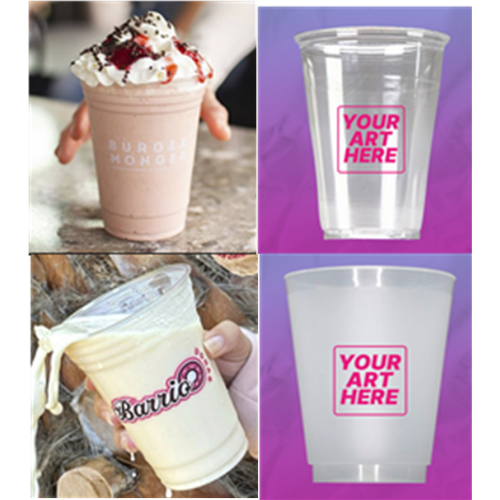 Printed Plastic Cold Cups, Assorted Sizes PRINTED COLD CUPS