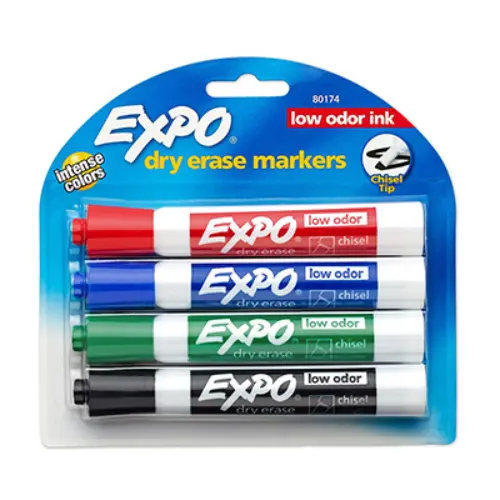 12 Count Expo Low-Odor Dry Erase Markers, Chisel Tip, 16-Pack