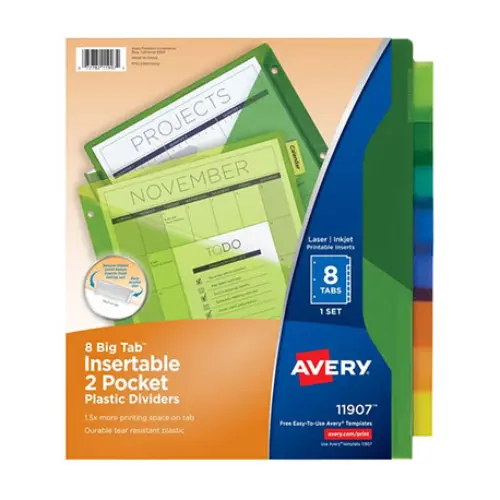 8 Tab Poly Dividers with Pockets - The School Box Inc