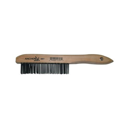 Hand Scratch Brushes, 4 X 16 Rows, Carbon Steel Bristles, Shoe Wood Handle