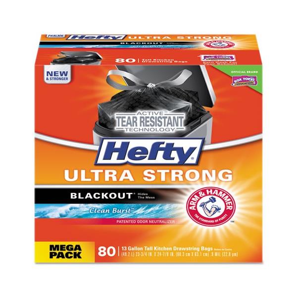 Ultra Strong BlackOut Tall-Kitchen Drawstring Bags, 13 gal, 0.9 mil, 23.75 Ultra Strong BlackOut Tall-Kitchen Drawstring Bags, 13 gal, 0.9 mil, 23.75