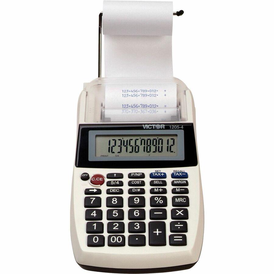 Victor 1205-4 12 Digit Portable Palm/Desktop Commercial Printing Calculator  - 2 LPS - Environmentally Friendly, Large Display, Independent Memory,